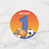 男子1歳の誕生日スポーツボール コンフェッティ (スモール正面)