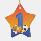 男子1歳の誕生日スポーツボール セラミックオーナメント (左)