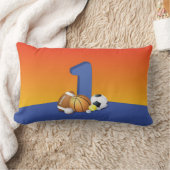 男子1歳の誕生日スポーツボール ランバークッション (ブランケット)