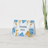 男子1歳の誕生日パーティー 青いジャングル お礼カード サンキューカード (正面)