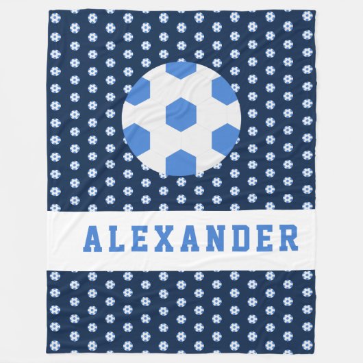 男子10代の若者スポーツサッカーボールパーソナライズされた フリースブランケット (正面)