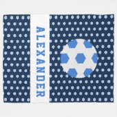 男子10代の若者スポーツサッカーボールパーソナライズされた フリースブランケット (正面(横))