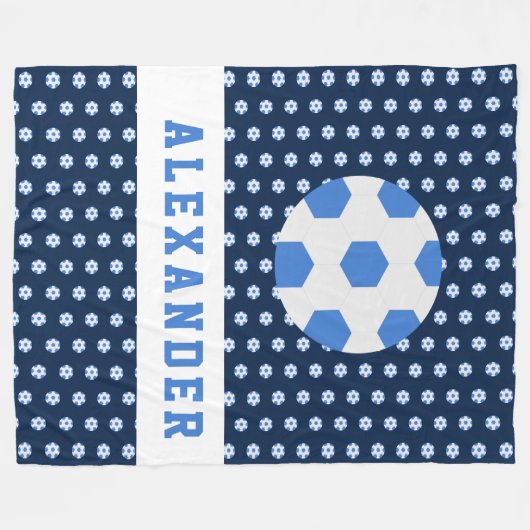 男子10代の若者スポーツサッカーボールパーソナライズされた フリースブランケット (正面(横))