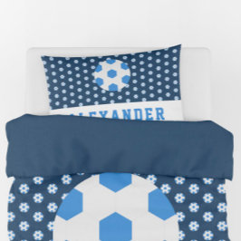 男子10代の若者スポーツブルーサッカーボールパーソナライズされた 枕カバー