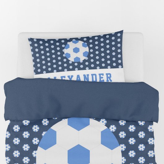 男子10代の若者スポーツブルーサッカーボールパーソナライズされた 枕カバー