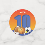 男子10誕生日スポーツボール コンフェッティ (スモール正面)