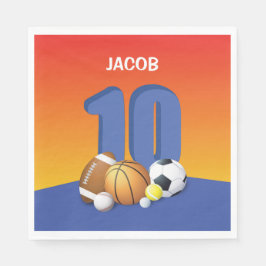 男子10誕生日スポーツボール スタンダードランチョンナプキン