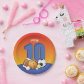 男子10誕生日スポーツボール ペーパープレート (パーティー)