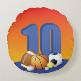 男子10誕生日スポーツボール ラウンドクッション