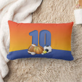男子10誕生日スポーツボール ランバークッション (ブランケット)