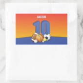 男子10誕生日スポーツボール 長方形シール (バッグ)