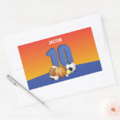 男子10誕生日スポーツボール 長方形シール (封筒)