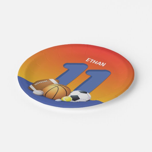 男子11誕生日スポーツボール ペーパープレート (アングル)