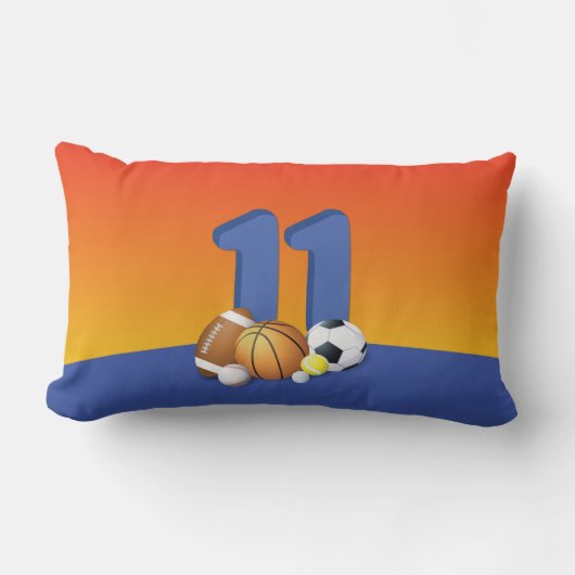 男子11誕生日スポーツボール ランバークッション (正面)