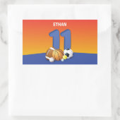 男子11誕生日スポーツボール 長方形シール (バッグ)