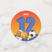 男子12誕生日スポーツボール コンフェッティ (スモール正面)