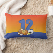男子12誕生日スポーツボール ランバークッション (ブランケット)