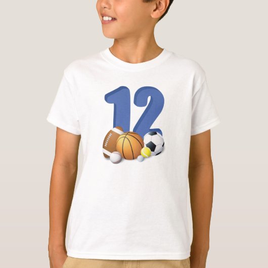 男子12誕生日スポーツボール Tシャツ (正面)