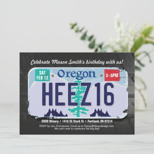 男子16誕生日オレゴン免許招待状 招待状 (スタンド正面)