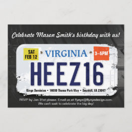 男子16誕生日ヴァージニアライセンス招待状 招待状