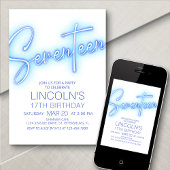 男子17歳 ネオンポール 誕生日招待状 招待状