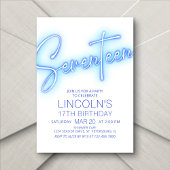 男子17歳 ネオンポール 誕生日招待状 招待状