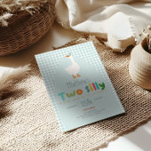 男子2人のシリーな農場のガチョウの1歳の誕生日 招待状