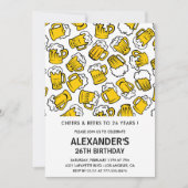 男子26歳の誕生日招待状応援とビール 招待状 (正面)