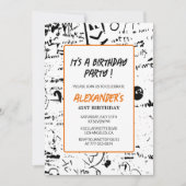 男子41歳の誕生日招待状グラフィティ絵を描パーティー 招待状 (正面)