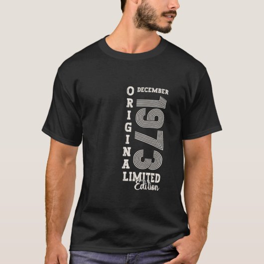 男子50位誕生日オリジナル1973年12月ヴィンテージ Tシャツ (正面)