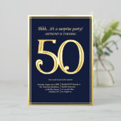 男子50歳の誕生日パーティー 箔招待状 (立ち正面)