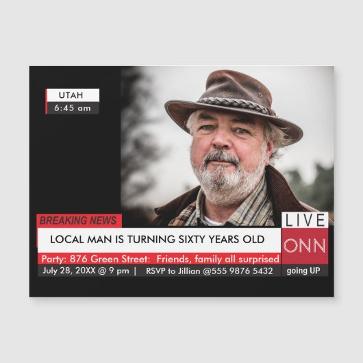 男子60おもしろい誕生日📺テレビニュース (正面)