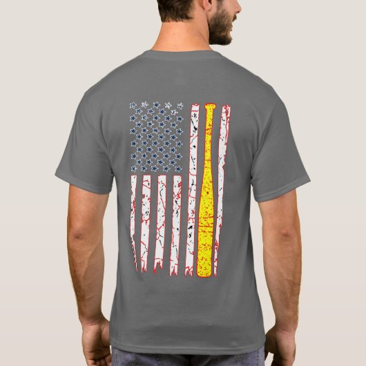 男子603リプタイドソフトボール国旗のシャツ Tシャツ (裏面)