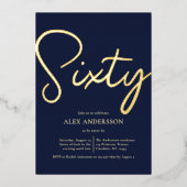 男子60thバースデーパーティーフォイル招待状 箔招待状 (正面)