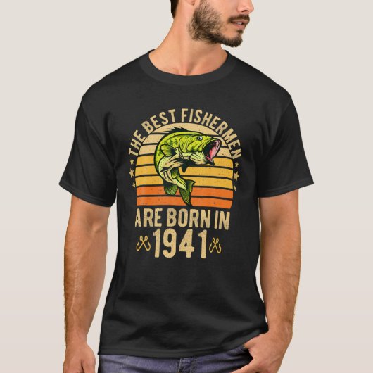 男子80歳魚釣り80誕生日生まれ194年 Tシャツ (正面)