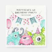 男子 かわいい モンスター カスタマイズ バースデーパーティー スタンダードランチョンナプキン (正面)