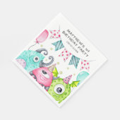 男子 かわいい モンスター カスタマイズ バースデーパーティー スタンダードランチョンナプキン (角)