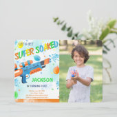 男子 ウォーターガン 誕生日 写真 招待状 (スタンド正面)