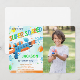 男子 ウォーターガン 誕生日 写真 招待状