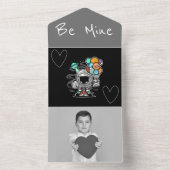 男子 ロボット 宇宙 写真追加 バレンタインデー カード (内側)