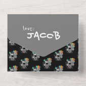 男子 ロボット 宇宙 写真追加 バレンタインデー カード (裏面)