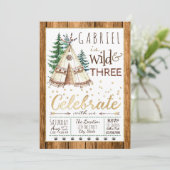 男子 ワイルド アンド スリー トライバル ティーピー 3歳 誕生日 招待状 (スタンド正面)