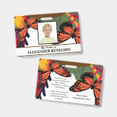 男子 女児 子ども 学生 名 学校 ID カード カスタム バッジ (正面&裏面)