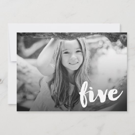 男子・女子 5歳 誕生日 ナンバー5 フォトオーバーレイ 招待状 (正面)