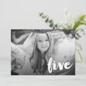 男子・女子 5歳 誕生日 ナンバー5 フォトオーバーレイ 招待状 (スタンド正面)