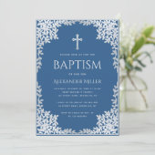 男子 洗礼 クラシック ブルー 偽 シルバー 葉 オルナテ 招待状 (スタンド正面)