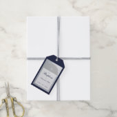 男子 洗礼 ネイビーブルー 脚本 偽 銀 アーチ ギフトタグ (より糸付き)