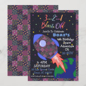 男子 誕生日 宇宙 テーマ 招待状 (正面/裏面)