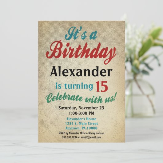 男子 誕生日 招待状 ティーン ツイーン 子ども 誕生日 どんな年齢でも (スタンド正面)