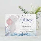男子（象）のベビーシャワーパーティー招待状 招待状 (スタンド正面)